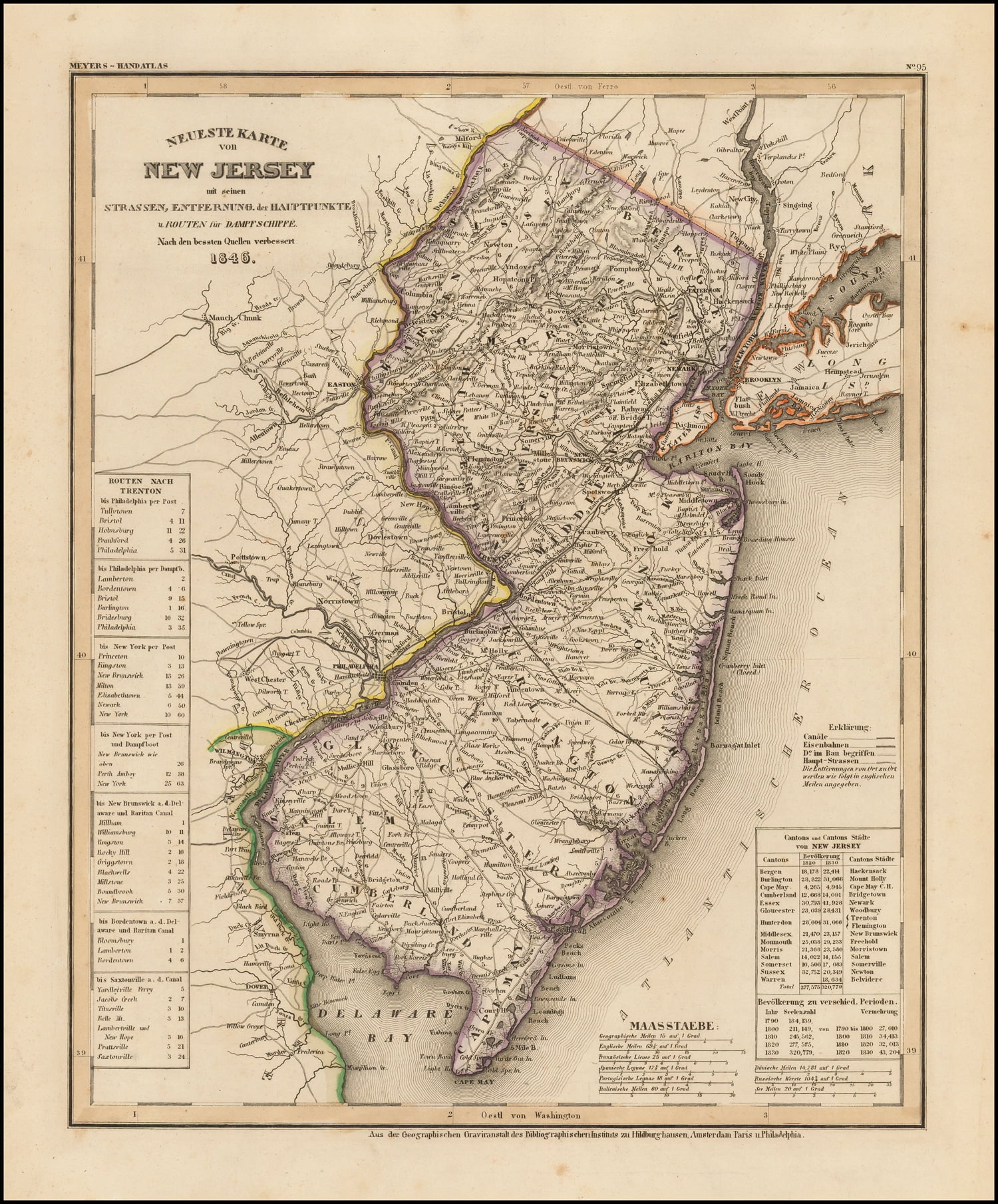 Neueste Karte von New Jersey . . . 1846-20 Inch By 30 Inch Laminated ...