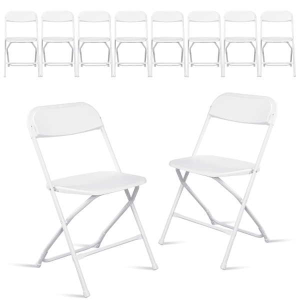 10Pcs Plastic Folding Chair for Garden, Injection Molding Classic, White