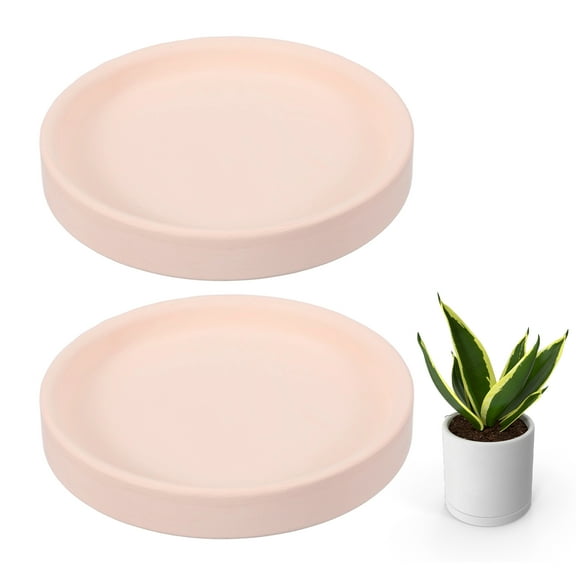 Uxcell 2 Pcs Round Plant Saucers, 4 Inch Ceramics Plant Drip Trays for Pots, Heavy Duty Flower Pot Saucers for Indoors and Outdoors, Light Pink
