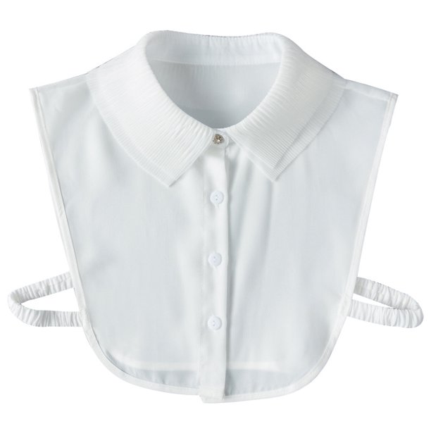Blusa de gasa blanca con cuello falso desmontable para mujer