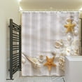 thumbnail image 4 of Beach Shower Curtain for Bathroom 72Wx72H inches Conch Sea Shell and Starfish on White Sand Print Nautical Theme Waterproof Shower Curtain Set with Hooks, 4 of 6
