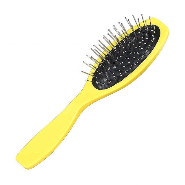 Peine de acero con forma ovalada para peluquería, con bolsa de aire, herramienta para el cuidado de pelucas y tocados, peine de dientes de acero de plástico de colores