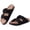 Black, variant on Women's Cork Footbed Slide Sandals, Comfortable Flat Sandals with Adjustable Buckle, Apricot