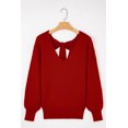 thumbnail image 3 of I AM A FASHION JUNKY Racing Red Lantern Sleeve V Neck Knot Back Sweater (RacingRed, S, 50%Viscose+28%Polyester+22%Polyamide), 3 of 9