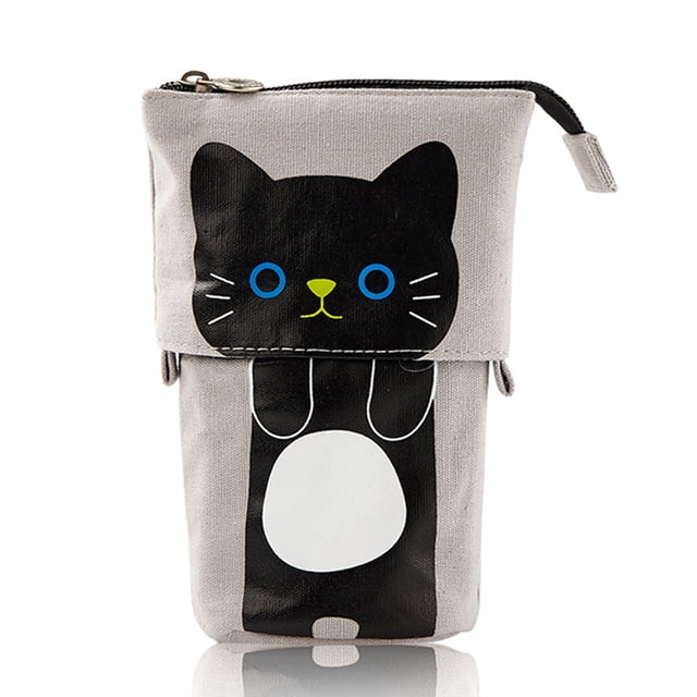 Matsuzay Bolsa portalápices, caja de capacidad media, estuche para bolígrafos de papelería, estuches retráctiles de escritorio, accesorios escolares Carpetas de archivos Negro