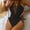 Black, variant on Sakmal One Piece Swimsuits for Women 2025 String Cutout Black Tummy Control Swimsuits Deep V-Neck Solid Halter Swimwear