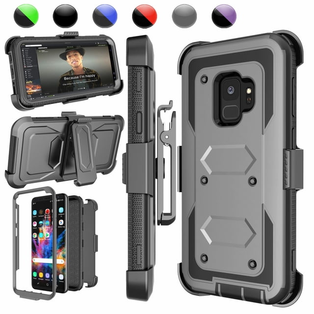 Galaxy Note 8 / S9 Plus / S9 Cases Cover, Galaxy S9 Holster Belt, Heavy Duty Protection Full-body Rugged with Kickstand + Holster Belt Clip Carrying Armor Case Shell