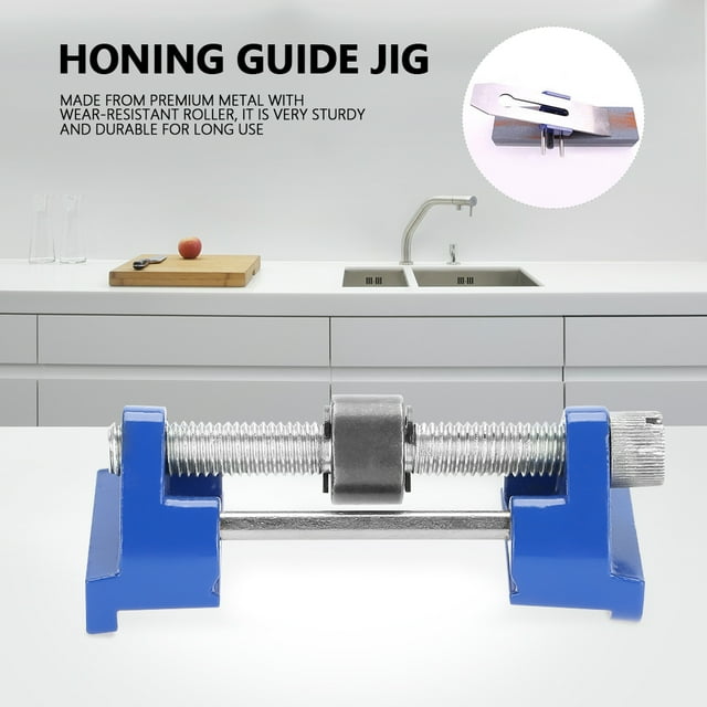 Metal Self-Centering Honing Guide Jig, Self-Centering Honing Guide Jig for Sharpening Blade Chisels Plane Irons Woodworking Tool, DIY Honing Guide Adjustable Metal Guia De Afilado Spptty jardinería