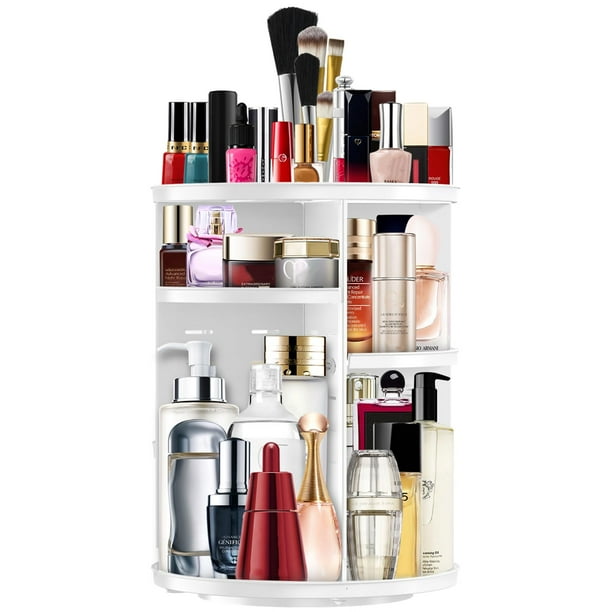Organizador de maquillaje MISERWE 360 giratorio ajustable (blanco)