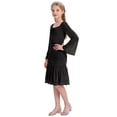 thumbnail image 6 of IBTOM CASTLE Teen Girls Dress Graduation Dress for Girls Long Bell Sleeve Mermaid Hem Prom Bodycon Dress With Shorts Bowknot Slim Fit Dresses Homecoming Birthday Outfit 9-10 Years Black, 6 of 7