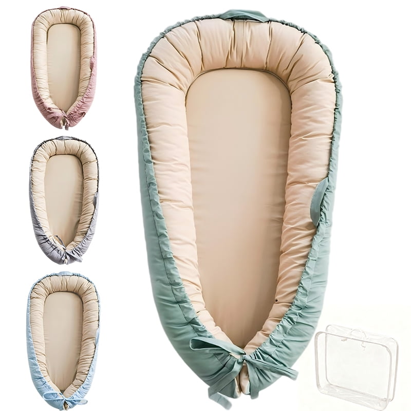 LOVE MAGE Baby Playmat for 0-24 Months, Portable Infant Lounger with Carry Handle –green