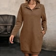 thumbnail image 6 of Diufon Womens Fall Dresses Lapel Button Long Sleeve Dress Casual Solid Color Mini Dress, 6 of 6