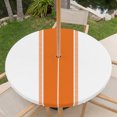 thumbnail image 6 of Round Outdoor Tablecloth with Umbrella Hole and Zipper, Orange Solid Color Texture Fitted Table Cover with Elastic Edge for 55-60 Inch, Simple Orange Stripes Waterproof Patio Tablecoths for Picnic, 6 of 9