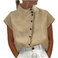 thumbnail image 2 of Birdeem Chemise Décontractée d'Été pour Femme, Ample, à Boutons, en Coton et Lin, Col Montant, 2 of 7