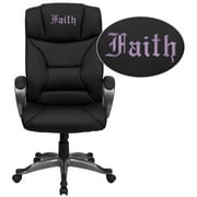 Flash Furniture Personalized High Back Black LeatherSoft Executive Swivel Office Chair with Arms