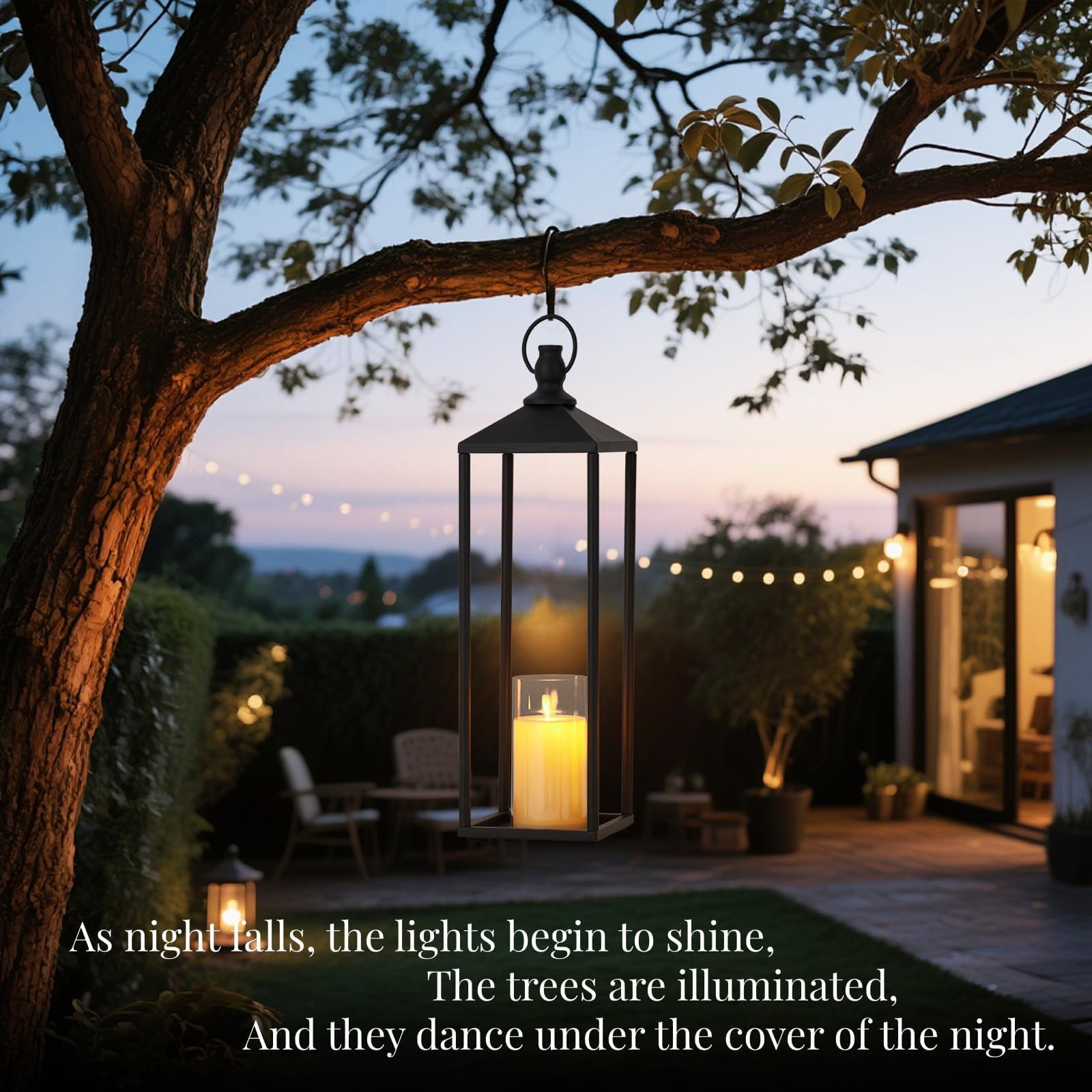 Danolapsi Modern Farmhouse Lantern, 17"+19"+22"  Set of 3 Black Candle Lanterns for Christmas Porch Decor, Outdoor & Indoor Flameless LED Candles with Remote Timer, Patio Garden Floor Decor