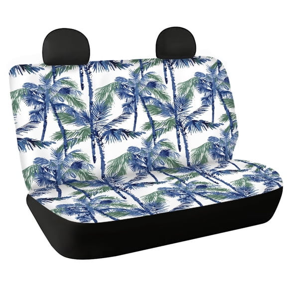 Psesaysky Blue Palm Tree Theme Car Back Seat Covers for Truck, Set of 2 Non-Slip Rear Seat Covers Scratchproof Elastic Rear Bench Seat Cover