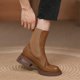 thumbnail image 2 of NECHOLOGY Botas Mujer Adulto Femenino Zapatos Botines de mujer Botines de mujer Moda de otoño e invierno Estilo británico retro Cómodo Punta redonda Tacón cuadrado Tacón grueso (Brown, 8), 2 of 7