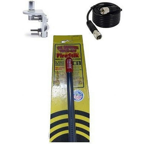 NEW FIRESTIK  KW5 B 5FT BLACK CB ANTENNA, 9FT COAX, BRACKET & STUD