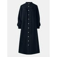 thumbnail image 3 of ZANZEA Women Casual Solid Lantern Sleeve Buttons Muslim Maxi Dress FZH, 3 of 7