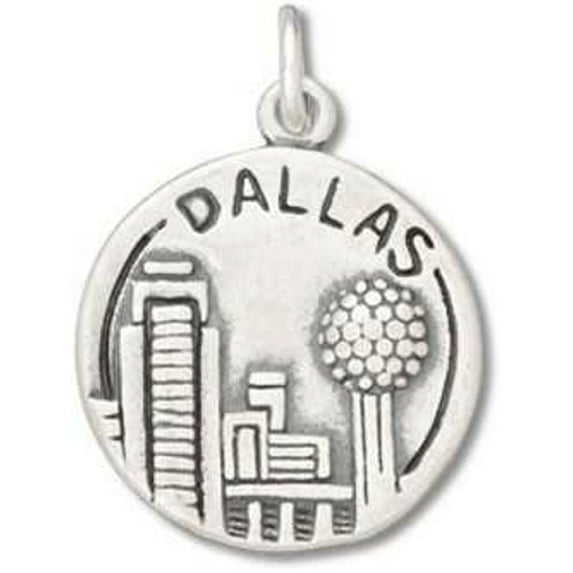 Sterling Silver 24" .8mm Box Chain Dallas The Texas Star Two Sided Circle Pendant Necklace