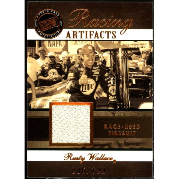 Rusty Wallace 2007 Press Pass Legends Racing Artifacts Firesuit Bronze #RWF