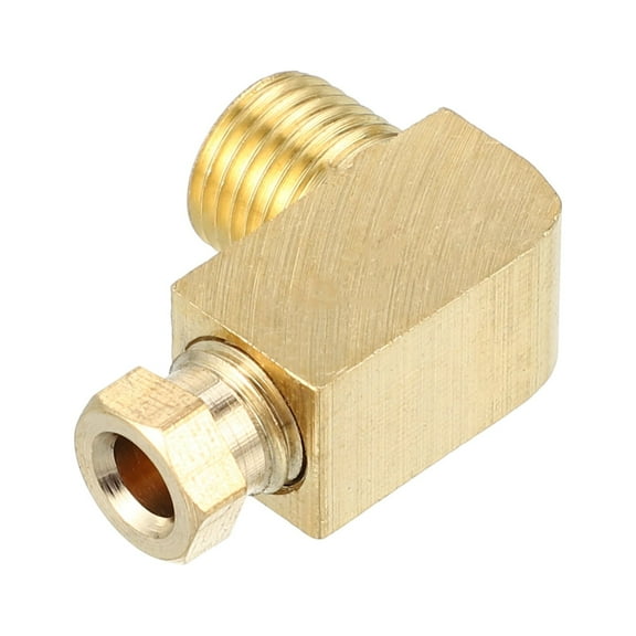 Unique Bargains 1 Pc M10x1 Universal 90 Degree Elbow Brass Fitting Compression - Car Fitting Connector Adapter - Brass Gold Tone 4mm