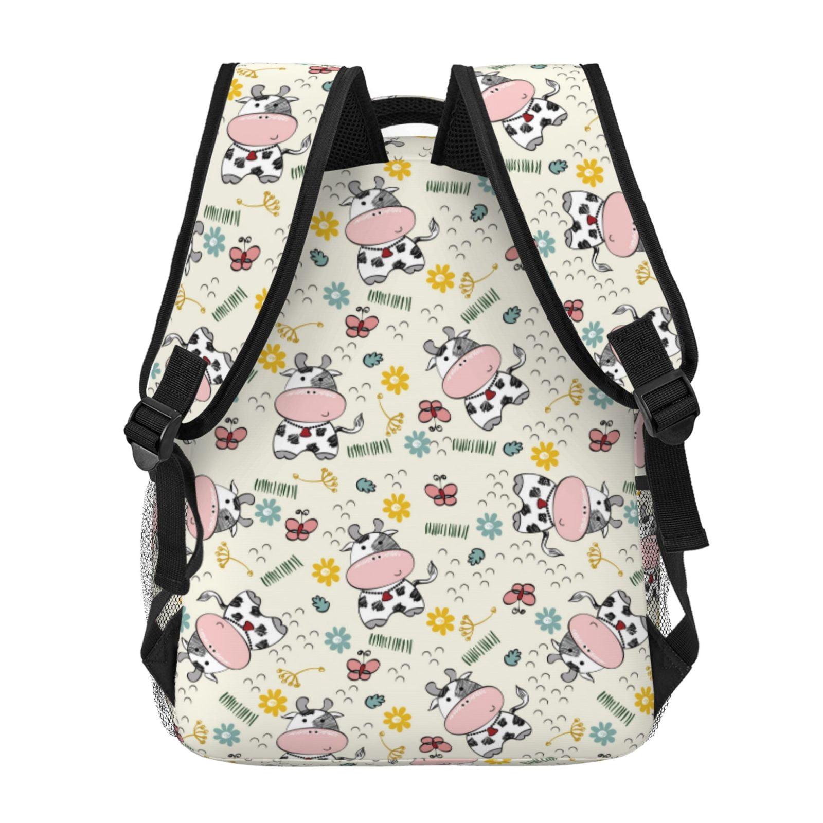 Ratiio Cute Cow Print Eco-Friendly Casual Backpack, Water-Resistant Polyester Canvas Daypack with Smooth Zippers, Comfortable & Durable Travel Bag with Laptop Compartment
