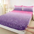 thumbnail image 3 of Homewish Glitter Stars Print Bed Sheets, Pink Purple Sequin Print King Sheets, Dreamy Galaxy Rainbow Sheet Set, Lightweight Room Decor, 4-Piece, 3 of 7