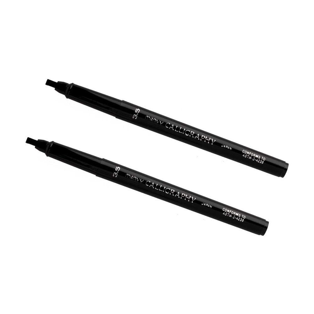 Marvy Uchida Calligraphy Pens, 3.5 mm, Black, 2/Pack