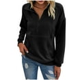 thumbnail image 2 of Mifsaly Half Zip Sweatshirt Women Lapel Long Sleeve Fashion Sweatshirts Drop Shoulder Soild Color Trendy Pullover Tops with Pockets 2025 Work Daily Lounge Outfits, 2 of 7