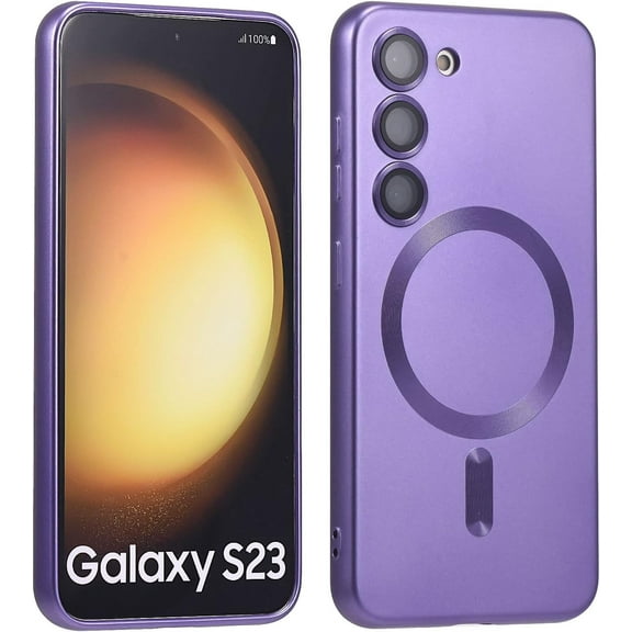 Magnetic for Samsung Galaxy S23 Case,Soft Silicone Samsung S23 Phone Case with Camera Protection,Anti-Scratch Anti-Fingerprint Samsung Galaxy S23 Case Compatible with MagSafe, Purple