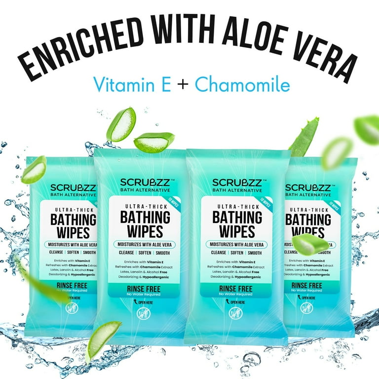 720 Count Adult Bathing Wipes - 8x13 Inch Extra Large No-Rinse Cleansing Cloths With Aloe & Vitamin E