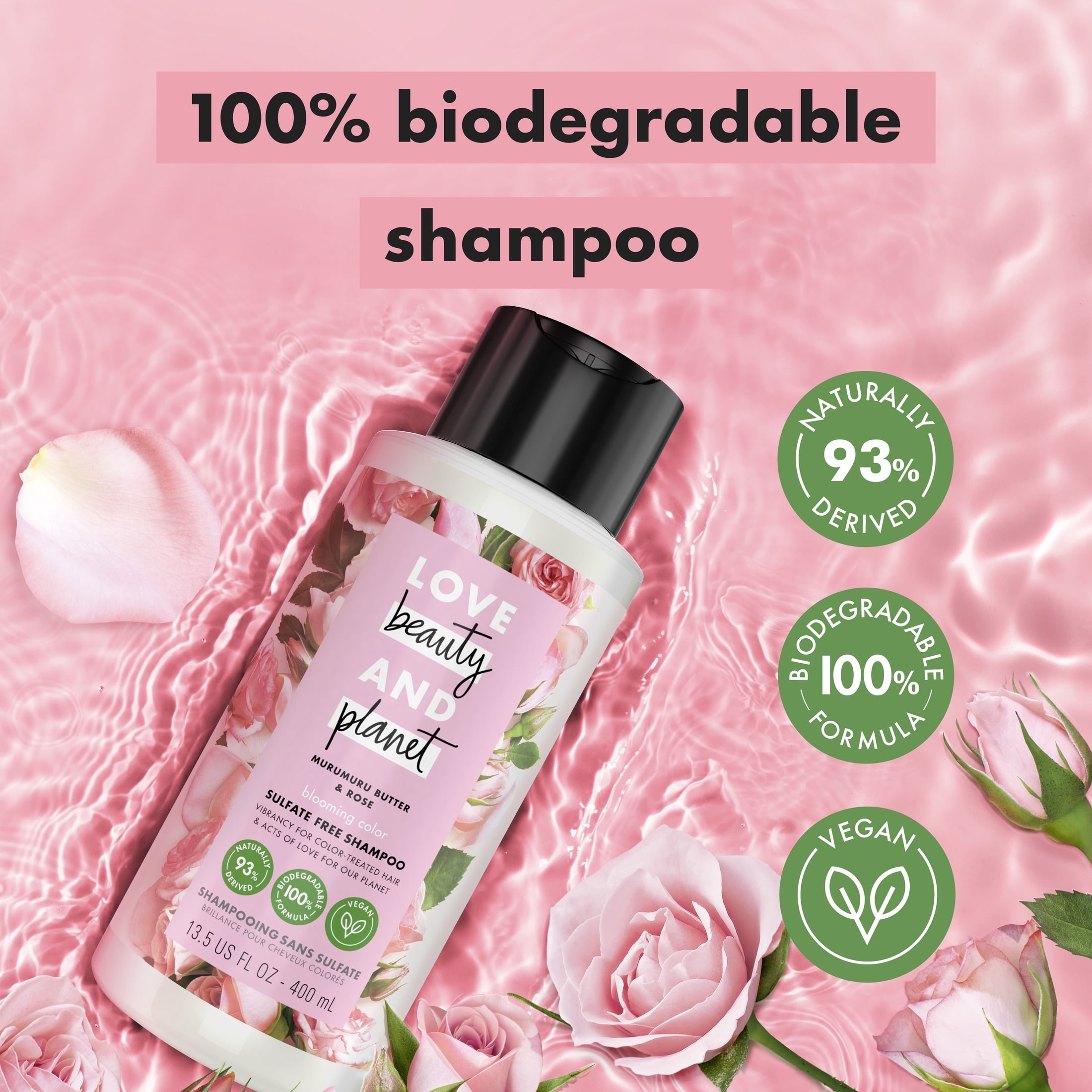 Beauty and Planet Murumuru Butter & Rose Blooming Color Moisturizing Nourishing Daily Shampoo with Coconut Oil, 13.5 fl oz Walmart.com