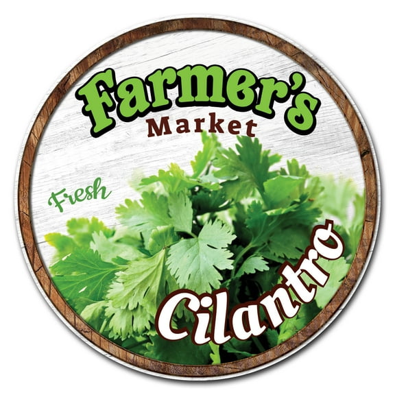 SignMission C-24-CIR-WS-Cilantro Corrugated Plastic Sign with Stakes 24 in. Circular - Farmers Market Cilantro