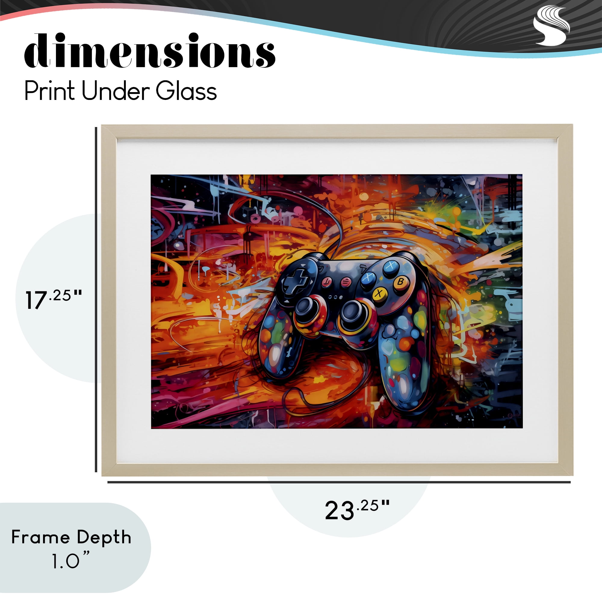 Stupell Industries Gaming Swirl Controller Energy Birch Framed Print Under Glass, design by Creative Studio