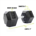 thumbnail image 5 of Mega Fitness Haltère Hexagonal en Caoutchouc 85 lb Poignée Moletée Simple Gym à Domicile, 5 of 5