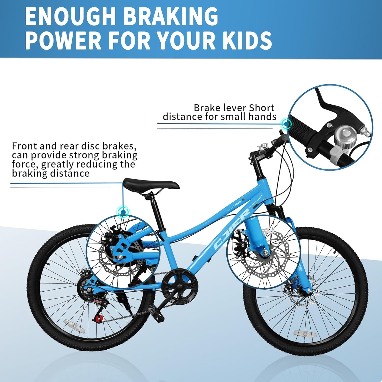 Akaber 20" Kids Mountain Bike for Kids 6-12, 7 Speeds Drivetrain Kids Bike, Girls Boys Bike, Blue