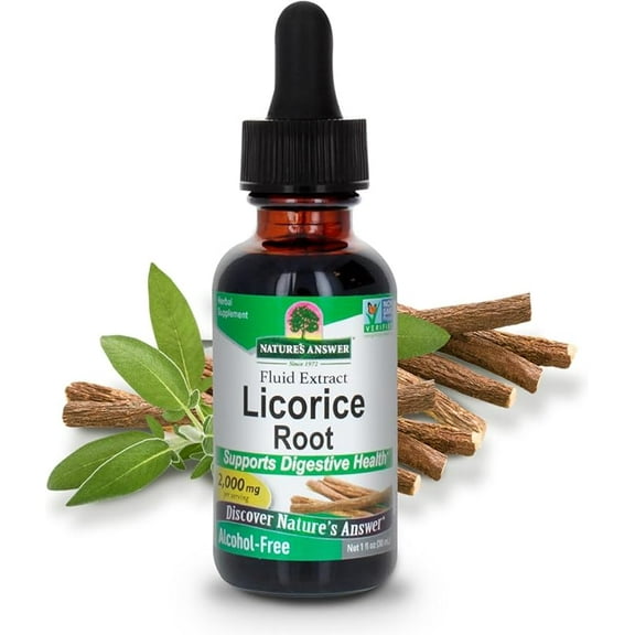 Nature's Answer Licorice Root Extract – Alcohol-Free Herbal Digestive & Respiratory Support – Holistically Balanced – 1 fl oz (30 ml)