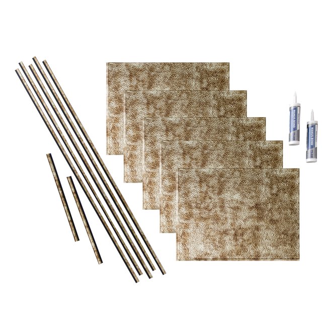 FASÄDE Hammered Decorative Vinyl Backsplash 15 sq ft Kit in Bermuda Bronze