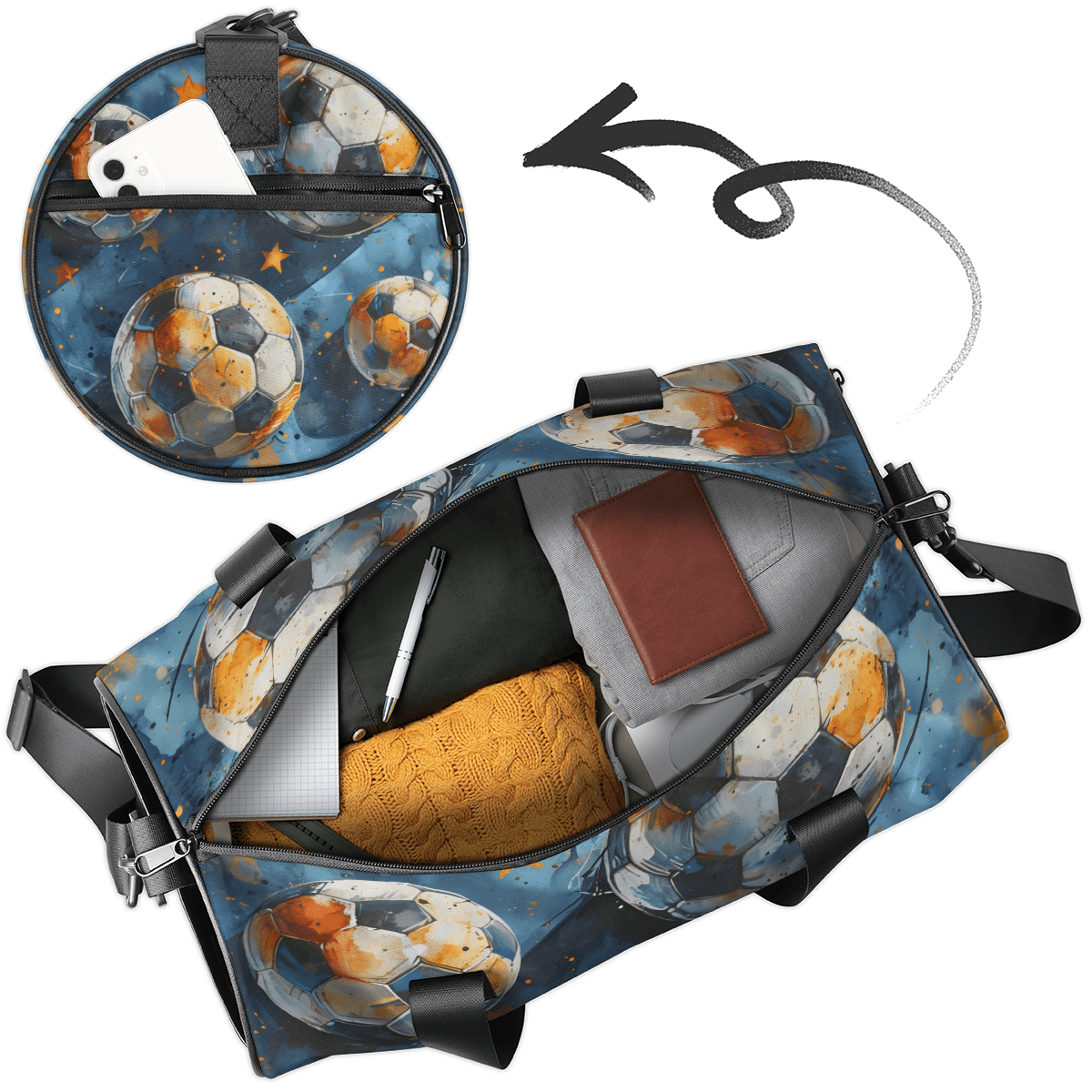 Qzjjjmy Soccer Bag for Boys Football Foldable Sport Duffel Bag Kids Men Sport Gym Bag