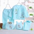 thumbnail image 2 of Xudanell Baby Clothes for Girls Newborn Baby 5 Piece Set Soft Cotton Short Sleeve Jumpsuit Pants Bib Socks Baby Boy Girl Blue 0-3 Months, 2 of 9