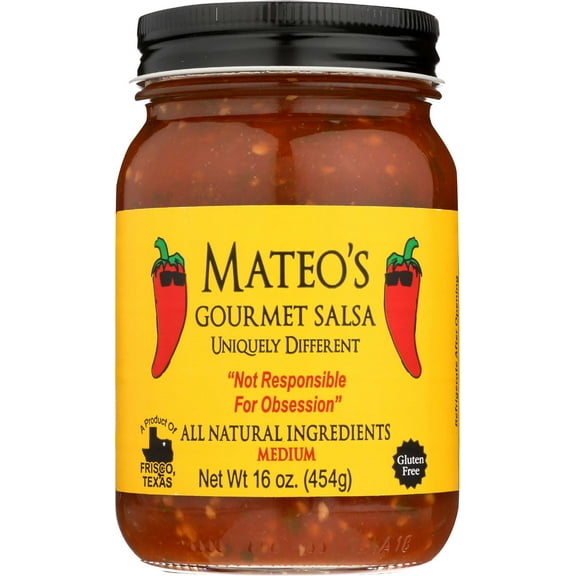 Pack of 6, Mateos Medium Gourmet Salsa, 16 oz
