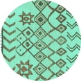 thumbnail image 1 of Ahgly Company Machine Washable Indoor Round Solid Turquoise Blue Modern Area Rugs, 4' Round, 1 of 4