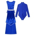 thumbnail image 4 of Kaerm Women Liturgical Worship Dance Outfit Top Metallic Split Lace-Up Sides Tunic with Loose Pants Set Blue XL, 4 of 6