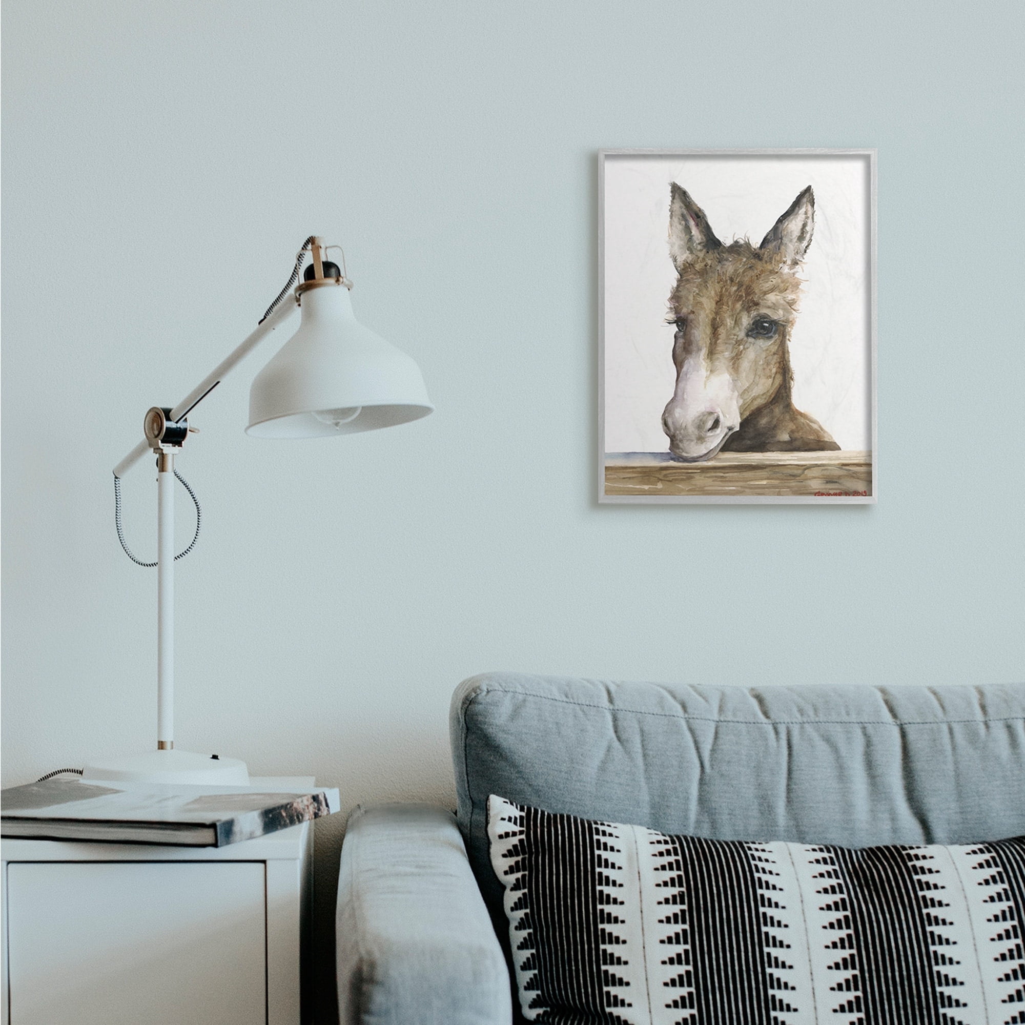 Stupell Industries Baby Donkey Portrait Adorable Farm Animal Grey Framed, 16 x 20, Design by George Dyachenko