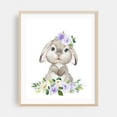 thumbnail image 2 of Cute Bunny, Rabbit, Forest Animals, Woodland Animals, Boho, Purple Flowers, Gender Neutral Nursery - Illustration Animal Watercolor Floral Whimsical Unframed Wall Art Print 20 x 24 inches, 2 of 13