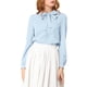 thumbnail image 1 of CAMISA DE MUJER CON BOTONES INSPIRADA CHIC, COLLAR PETER PAN, CON LAZO, BLUSA DE COLOR SÓLIDO 3XL AZUL CLARO, 1 of 8