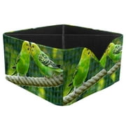 OWNTA Budgerigars Birds Kissing Couple Love Pattern Square Pencil Storage Case with 4 Compartments, Removable Dividers, Pen Holder, and Pencil Holder