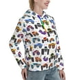 thumbnail image 6 of Fotbe Cartoon Monster Trucks1 Pattern Womens Long Sleeve Hoodie, Pullover Hooded Sweatshirt, Kangaroo Pocket Hoodie with Eye-catching Drawstrings-Medium, 6 of 7